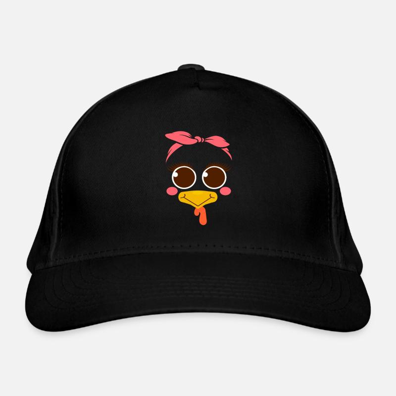 Cute Turkey Face Bow Funny Thanks Organic Baseball Cap