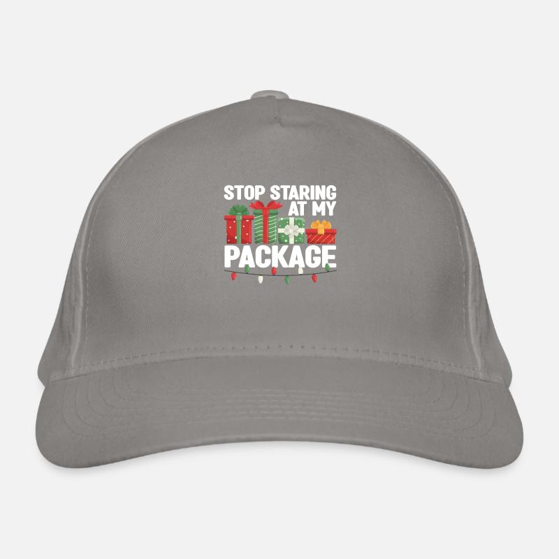 Stop Staring At My Package Funny Christmas Organic Baseball Cap