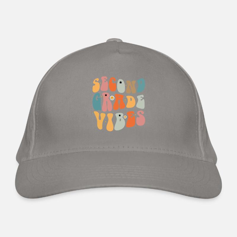 Second Grade Vibes Back To School Groovy School Organic Baseball Cap