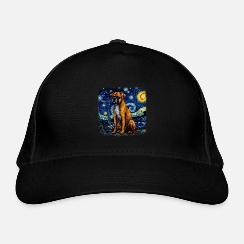 Boxer Van gogh starry night Organic Baseball Cap