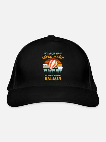 Heißluftballon Ballonfahrer - Alter Mann Spruch - Bio-Baseballkappe - Schwarz - Vorne