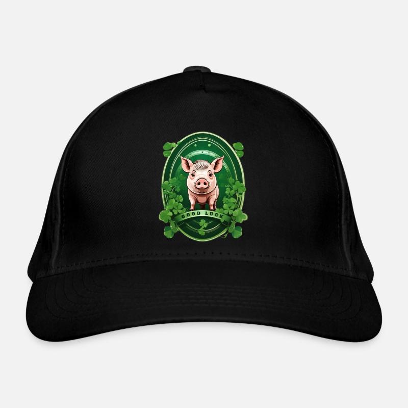 Lucky pig with shamrocks Organic Baseball Cap