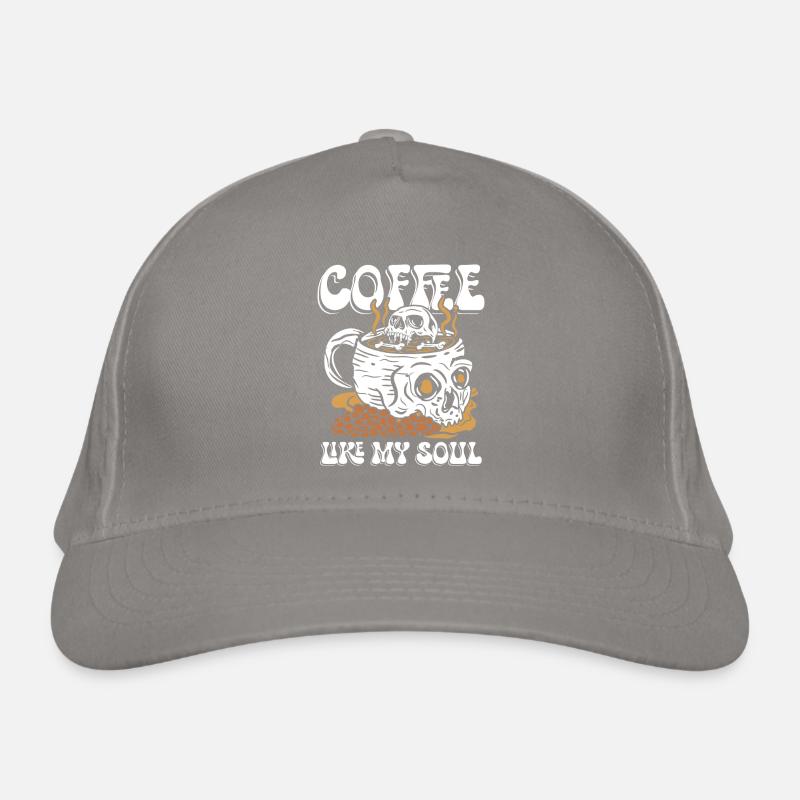 Coffee like my soul | restlessness skull Organic Baseball Cap