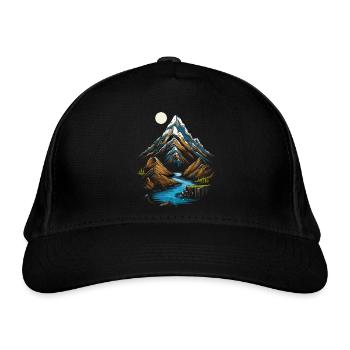 Mountain peaks in the moonlight - Organic Baseball Cap - black - Front