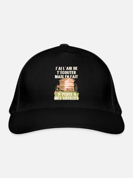 Cadeau apiculteur pense aux abeilles humour miel - Casquette classique bio - noir