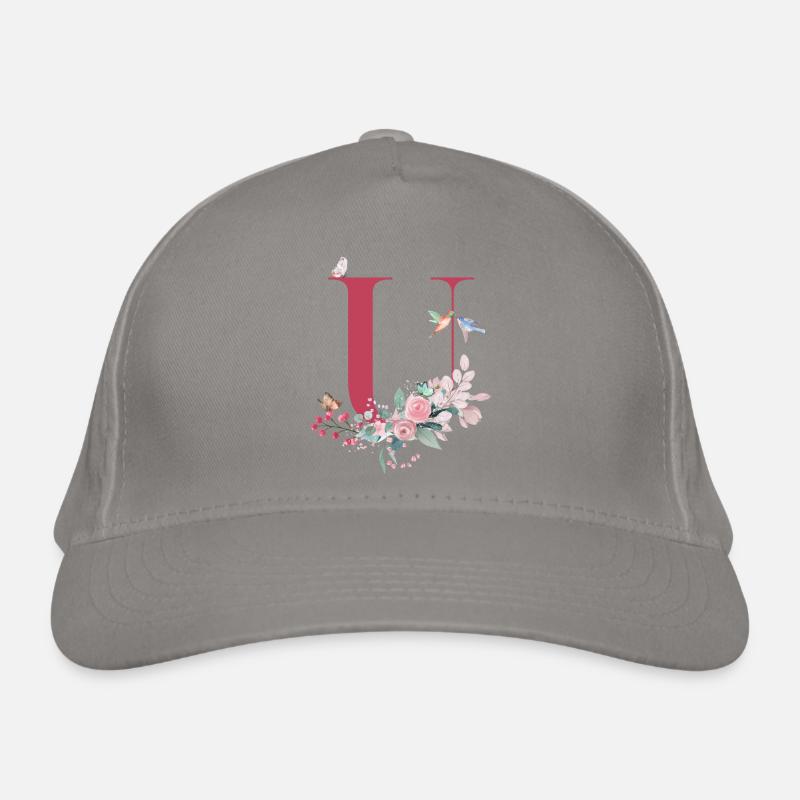 Letter u floral - gift idea Organic Baseball Cap