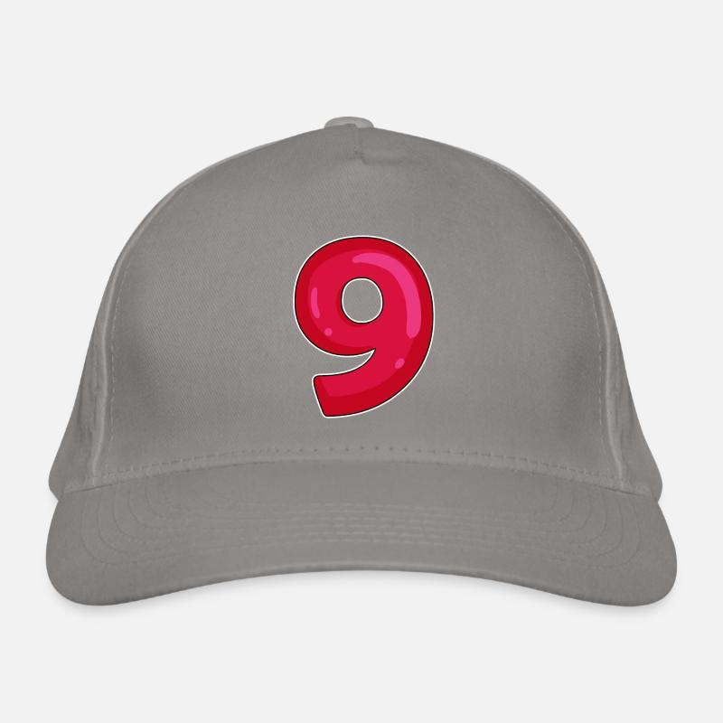 NINE - 9 - Digit red Organic Baseball Cap