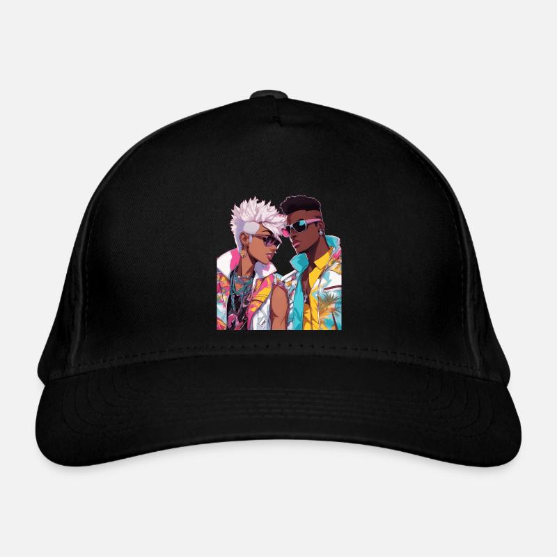 Anime-Herz überspringt Beats - Bio-Baseballkappe - Schwarz