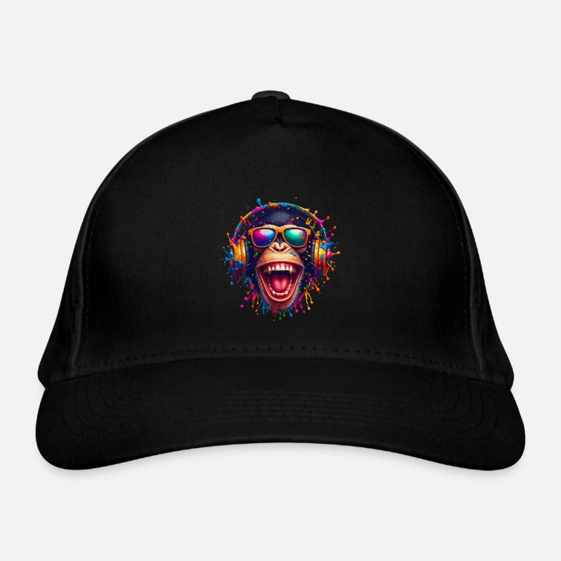 DJ Monkey Monkey Chimpanzee Music Headphones Funny Organic Baseball Cap