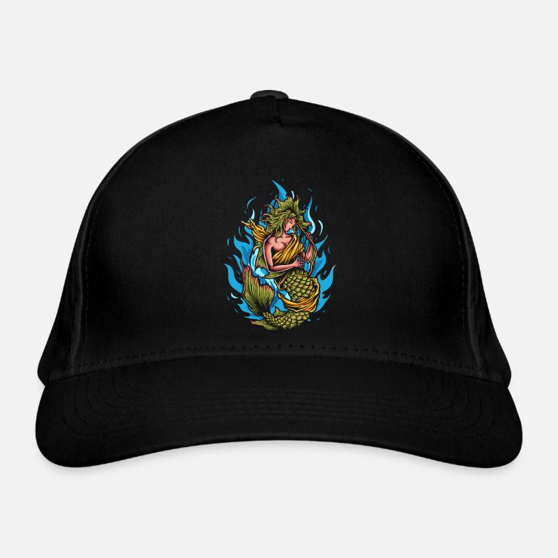 Mermaid playing harp Organic Baseball Cap