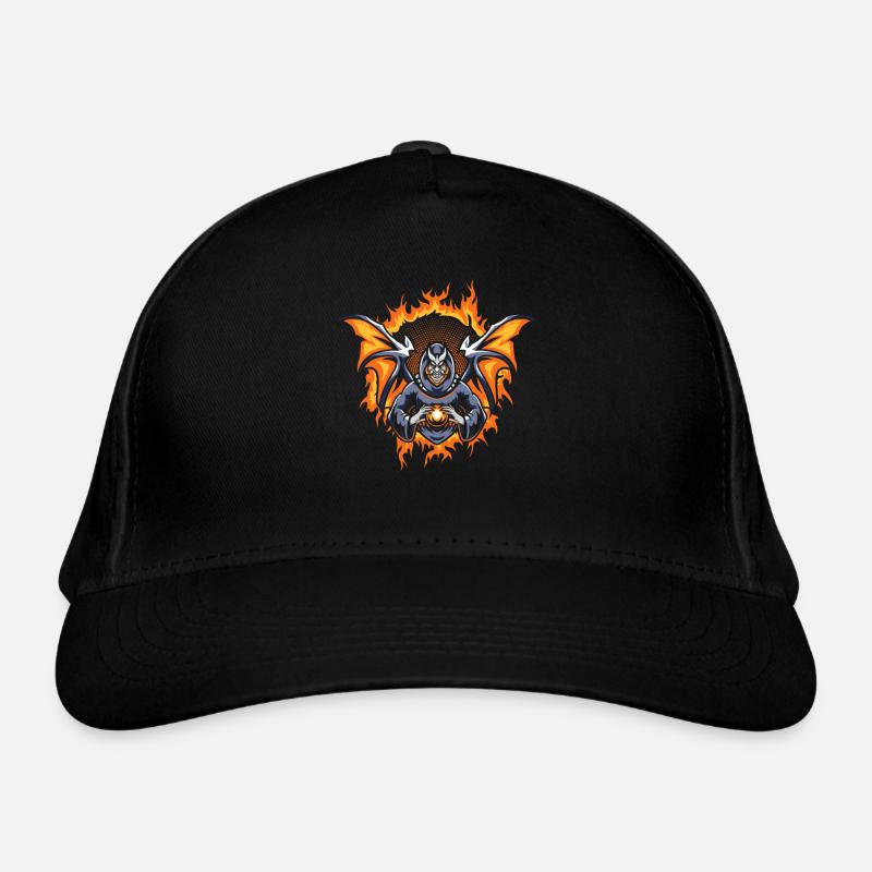 Black Angel with Halftone Fire Background Organic Baseball Cap