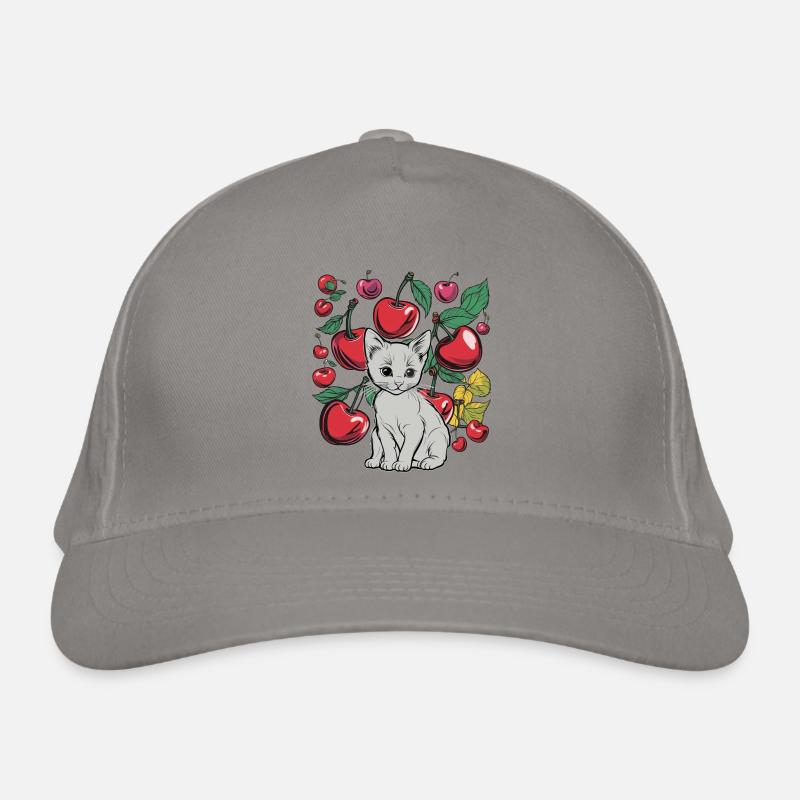 Katze Kirsche Katzen Kirschen Bio-Baseballkappe