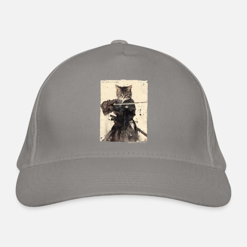Samurai Cat Kawaii Japanese Ninja Cat Organic Baseball Cap