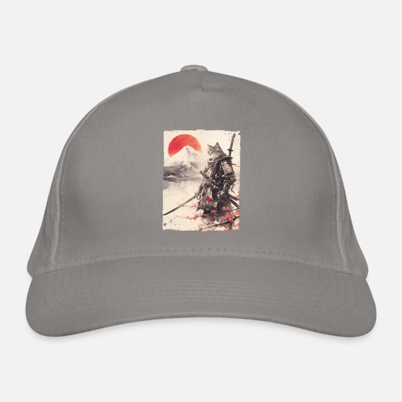 Samurai Cat Kawaii Japanese Ninja Cat Organic Baseball Cap