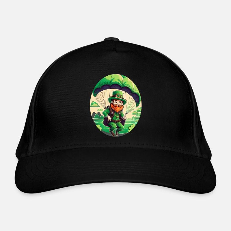 St. Patrick's Day Kleeblatt Gleitschirmfliegen Bio-Baseballkappe