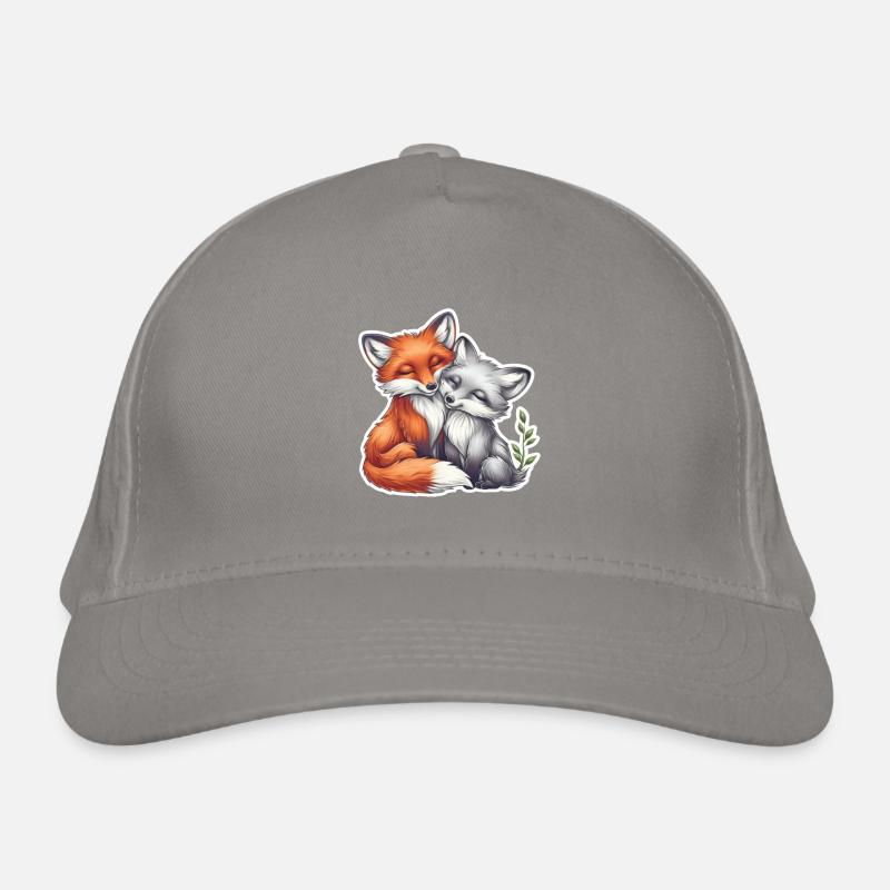 Cute Fox Couple Napping Together Organic Baseball Cap