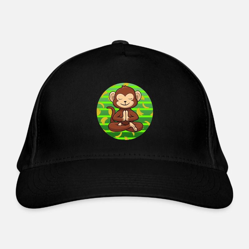 Yoga Monkey Zoo Om Méditer - Casquette classique bio - noir