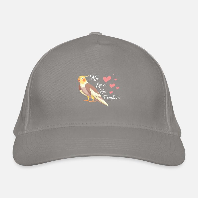 My love has feathers cockatiel Bio-Baseballkappe