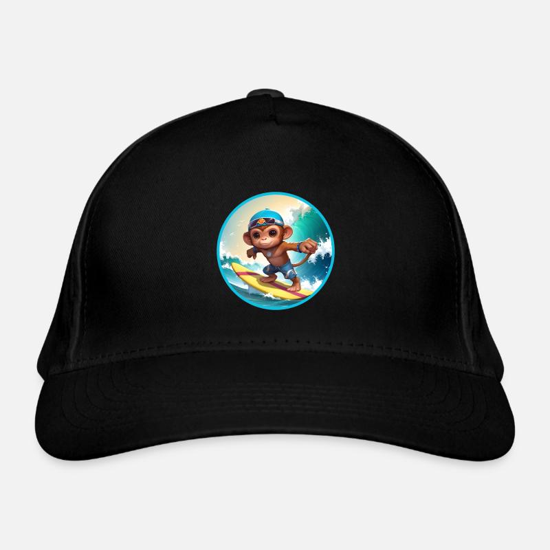 Singe surfeur joyeux Casquette classique bio