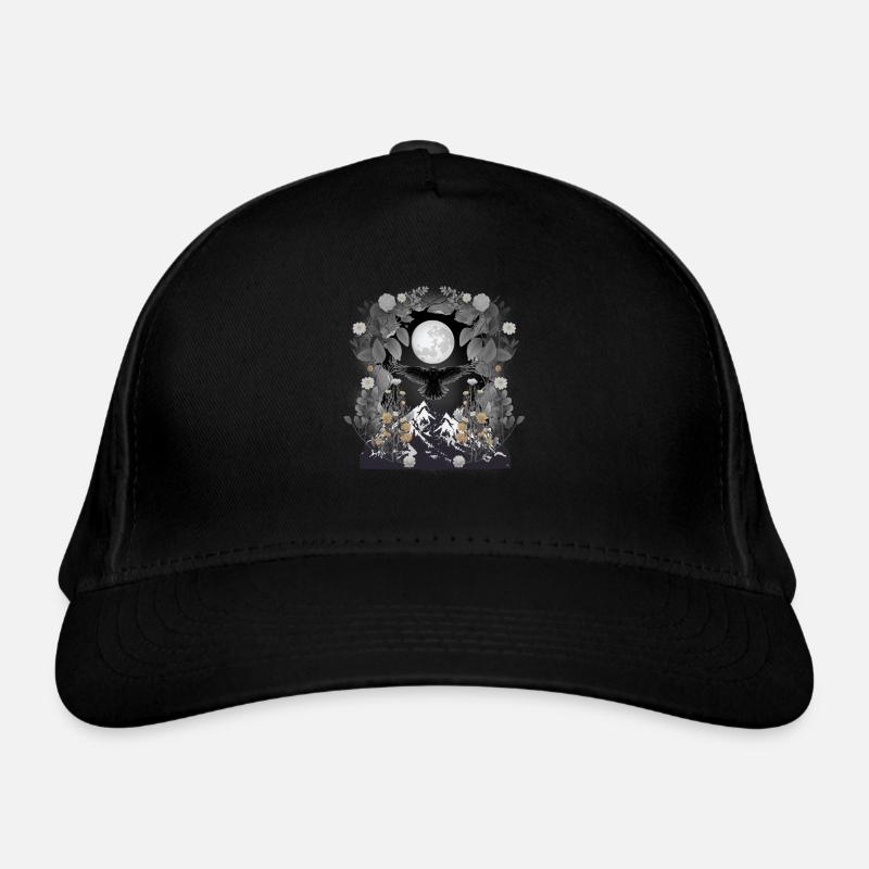 mystisch Rabe Raben Krähe Krähen Halloween Vogel Bio-Baseballkappe