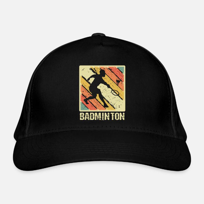 Badminton Retro Sunset Spieler - Bio-Baseballkappe - Schwarz
