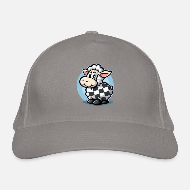 Plaid pattern with cute cartoon sheep Organic Baseball Cap