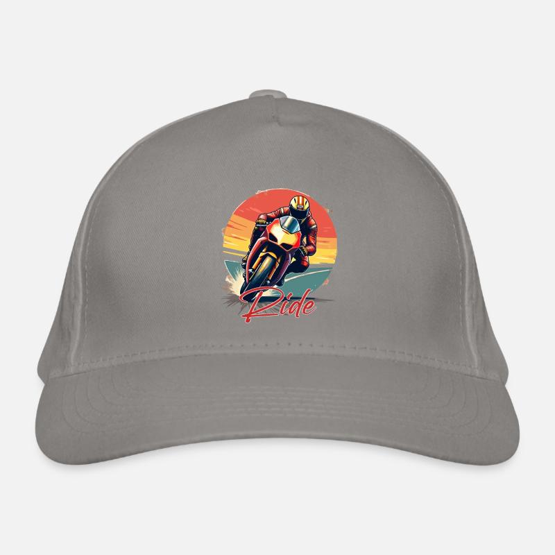 Motorcycle. Bikers in retro look. Run. Organic Baseball Cap