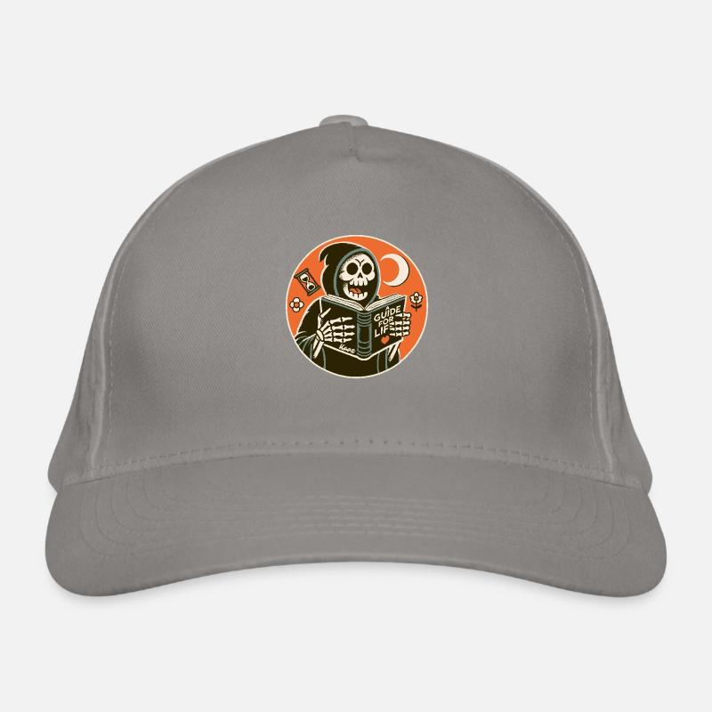Grim Reaper reads guidebook book for life Organic Baseball Cap