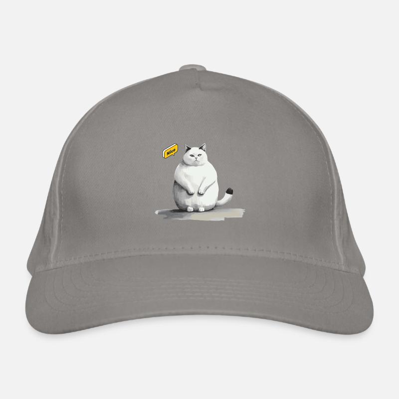 mignon chat blanc gras avec bulle de dialogue Casquette classique bio