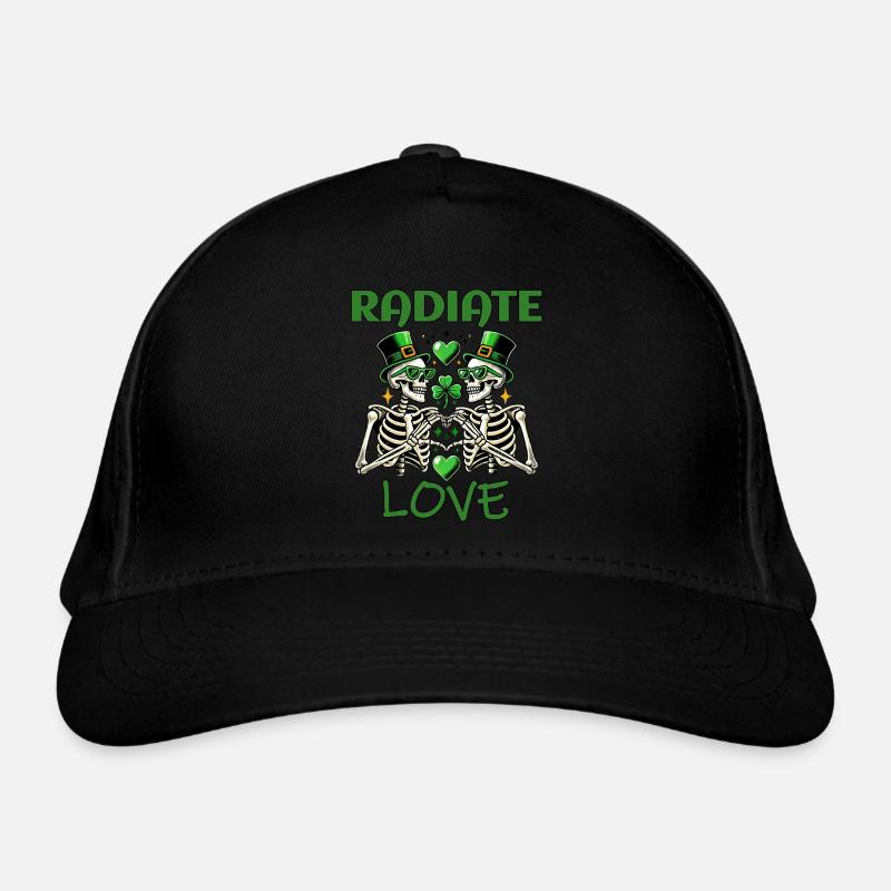 St. Patrick's Day - Skeleton Design Radiate Love Organic Baseball Cap