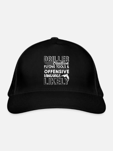 Driller Caution Flying Tools And Offensive - Organic Baseball Cap - black - Front