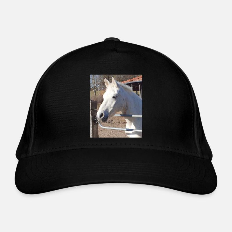 Porträt eines weißen Pferdes Bio-Baseballkappe