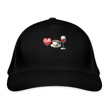MomLife Coffee Wine Heart Watercolor Look Funny - Organic Baseball Cap - black - Front