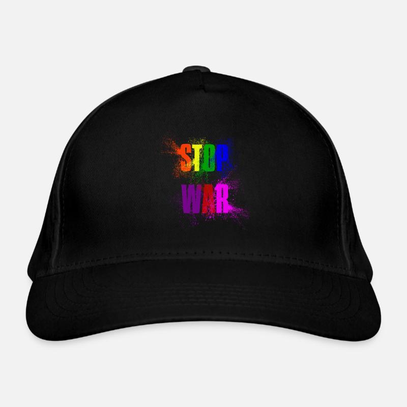 STOP WAR – NO WAR - PEACE in rainbow colours Organic Baseball Cap