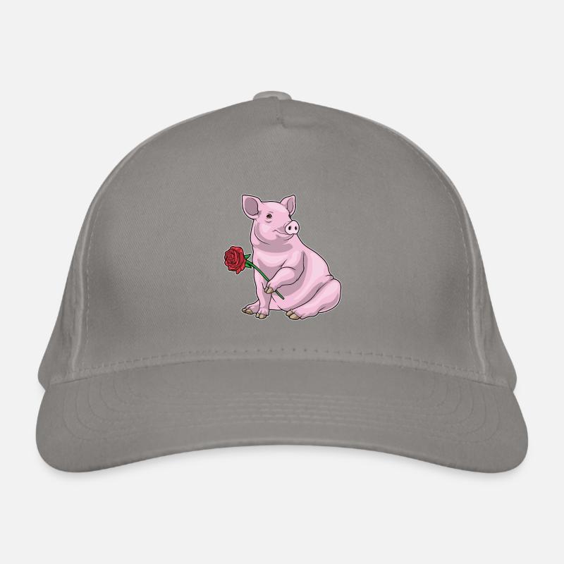 Schwein Rose Blumen Bio-Baseballkappe