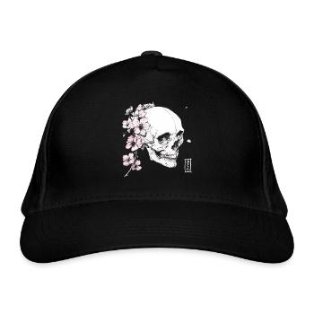 Cherry blossom skull in Japan style - Organic Baseball Cap - black - Front
