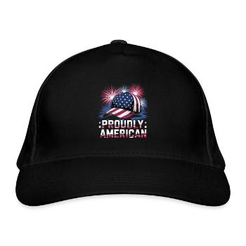 Proudly American Cap Mit Feuerwerk - Bio-Baseballkappe - Schwarz - Vorne