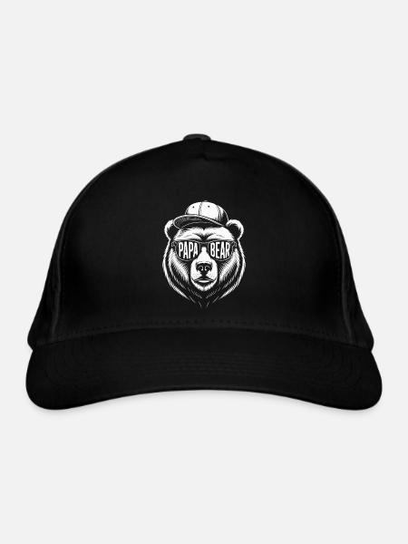 Bär Papa Bear Baby Sohn Geschenk Vatertag - Bio-Baseballkappe - Schwarz - Vorne