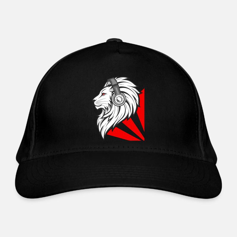 Lion élégant avec des écouteurs Casquette classique bio