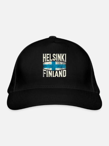 Helsinki Finnland - Bio-Baseballkappe - Schwarz