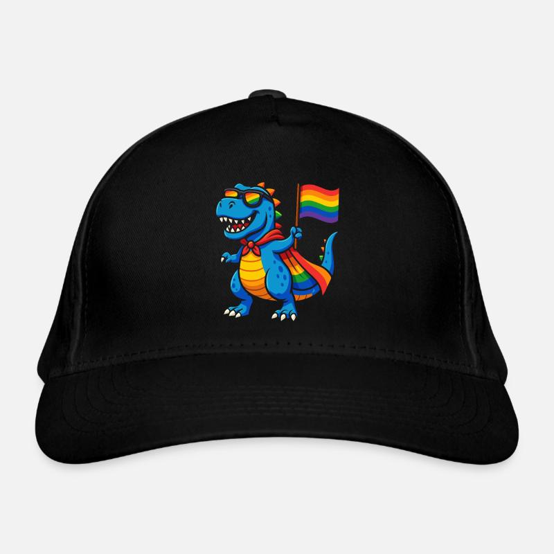 Pride Dino mit Regenbogen Cape Bio-Baseballkappe