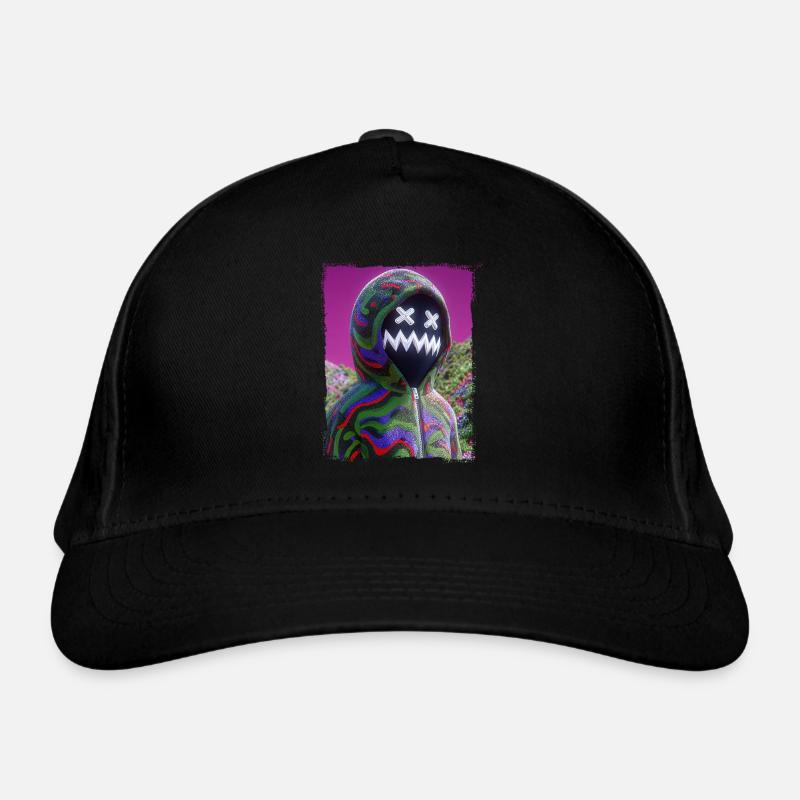 Psychedelic Mask Figure Neon Glitch Graphic Organic Baseball Cap