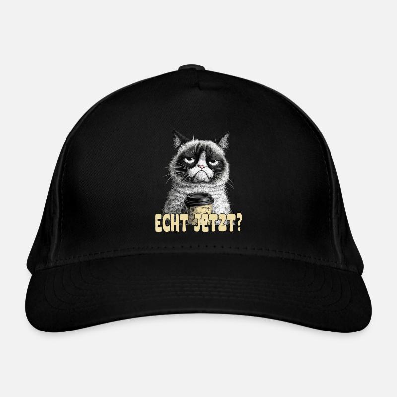 Lustige Katze mit Kaffee und Spruch; Echt jetzt? Bio-Baseballkappe
