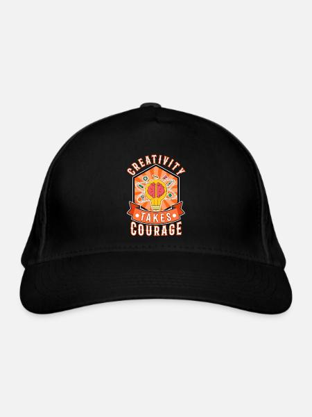 Creativity Takes Courage - Bio-Baseballkappe - Schwarz - Vorne