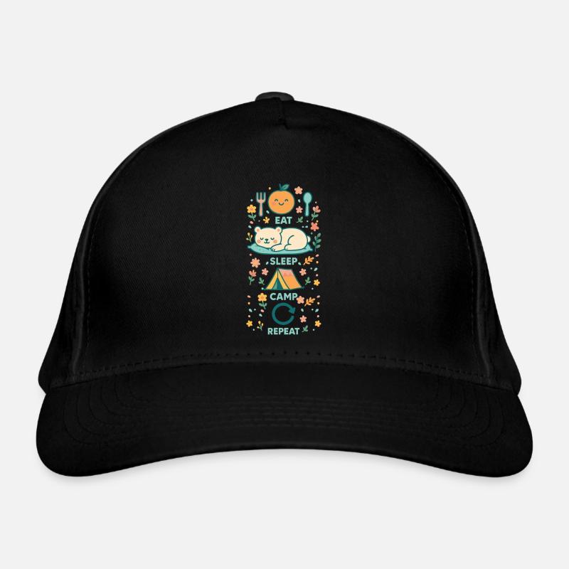 Eat Sleep Camp Repeat Funny Camper Bio-Baseballkappe