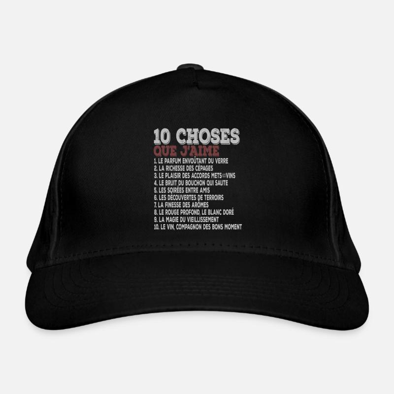 10 choses que j’aime – Vin, Cépages et Dégustation Casquette classique bio