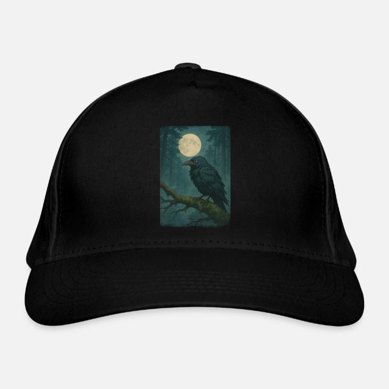 Corbeau mystique Anime Forêt au clair de lune Casquette classique bio