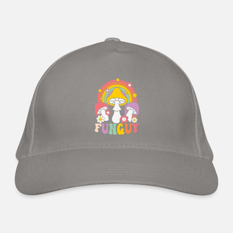 Funky mushroom design with rainbow Organic Baseball Cap
