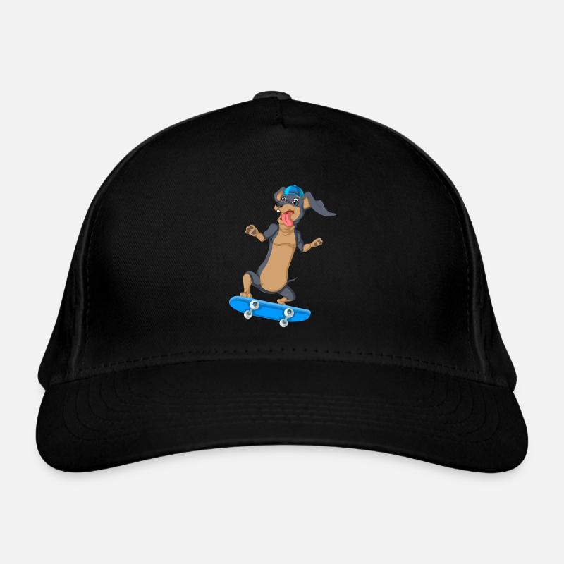Dachshund Skateboarding Tee Organic Baseball Cap