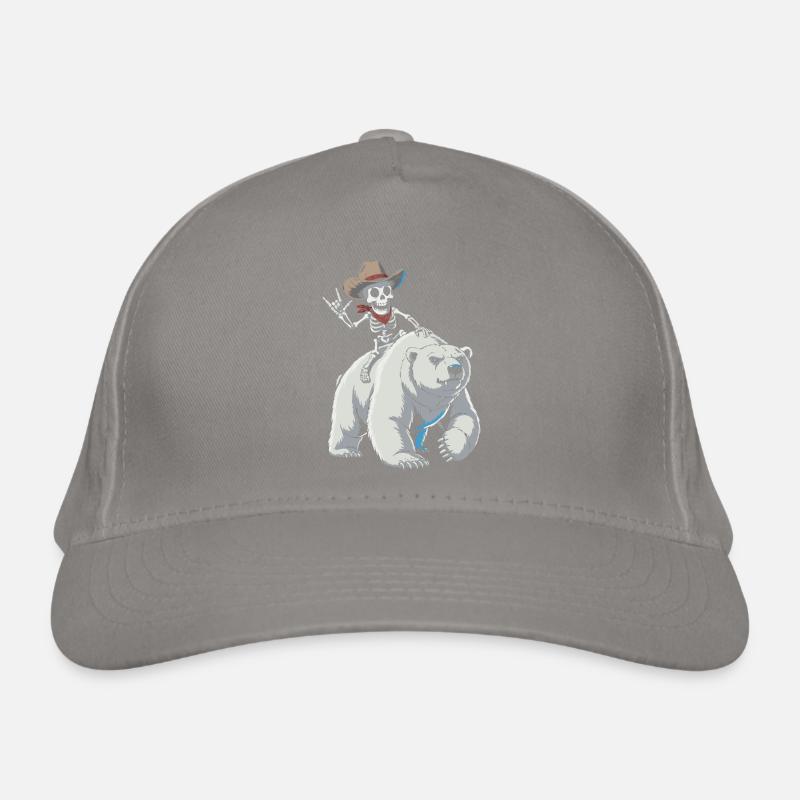 Skelett Cowboy auf Eisbär Bio-Baseballkappe